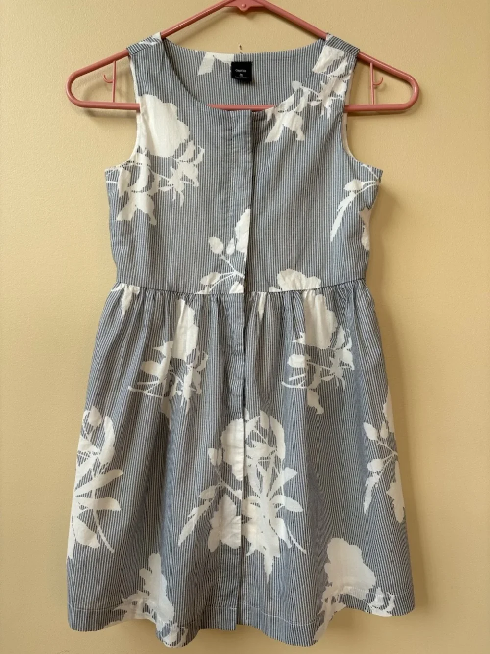 GAP - Blue and White Floral Stripe Dress - Girl's Size 8 - 100% Cotton